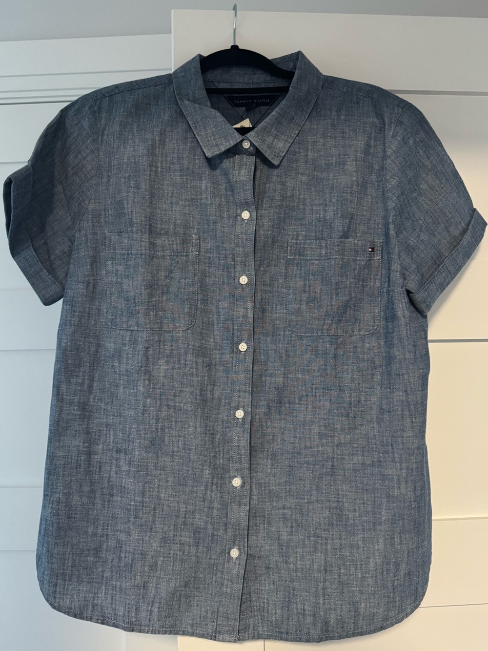 NWT Tommy Hilfiger Light Blue Women’s Chambray XL Button-Down Shirt 100% Cotton